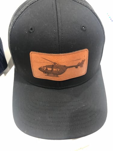 Customer photo review of Youth Custom Leather Patch Trucker Hat - Richardson 112