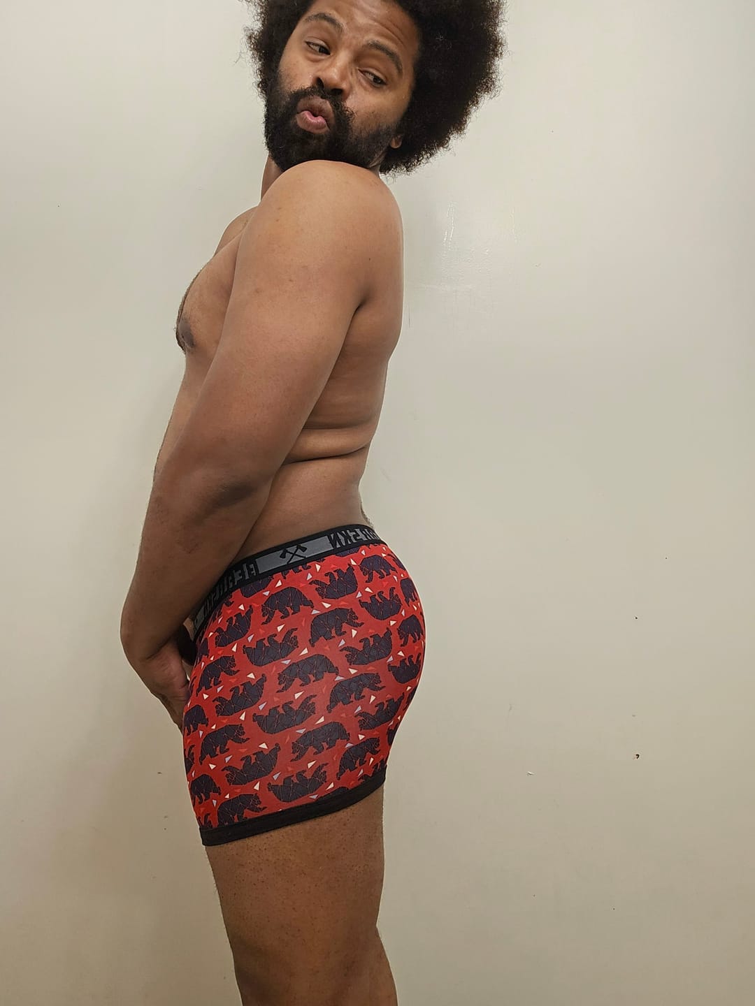 Customer photo review of Bamboo Boxer Brief - Geometric Bear Red