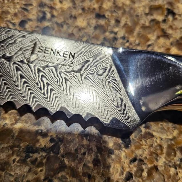 Customer photo review of Umi 8" Bread Knife — Japanese VG10 Damascus Steel with Abalone Shell Handle