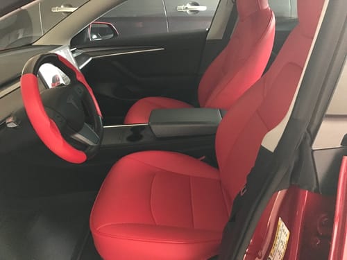 Customer photo review of 2017-23 Tesla Model 3 Custom Leather Seat Covers