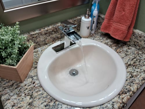 Customer photo review of Waterfall Single Hole Single-Handle Bathroom Faucet Chrome