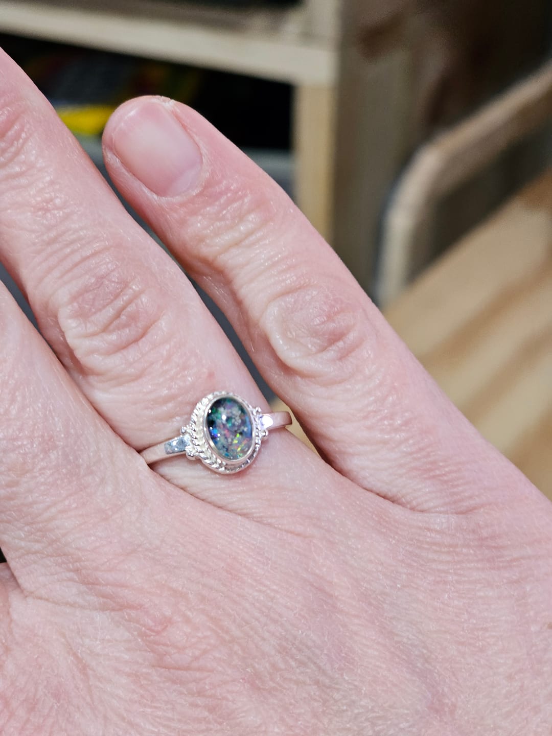 Customer photo review of Braided Oval Ring with Cremation Ashes