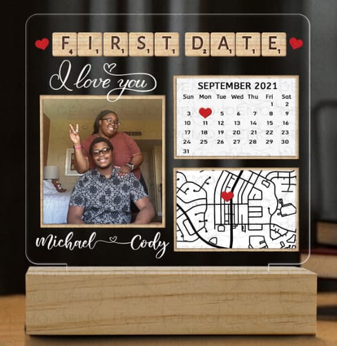 Customer photo review of Personalised Valentines Gifts for Him | Customized Valentines Gift | Our First Date Map