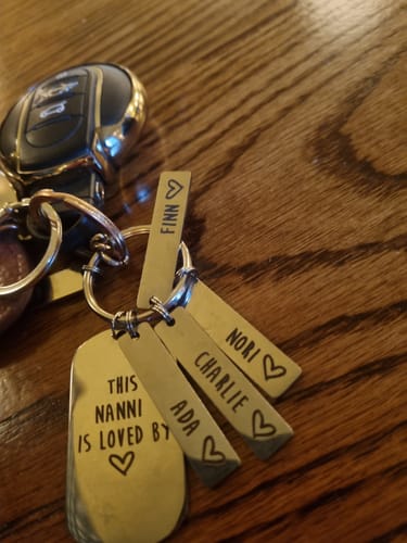 Customer photo review of Personalised Loved By Keyring