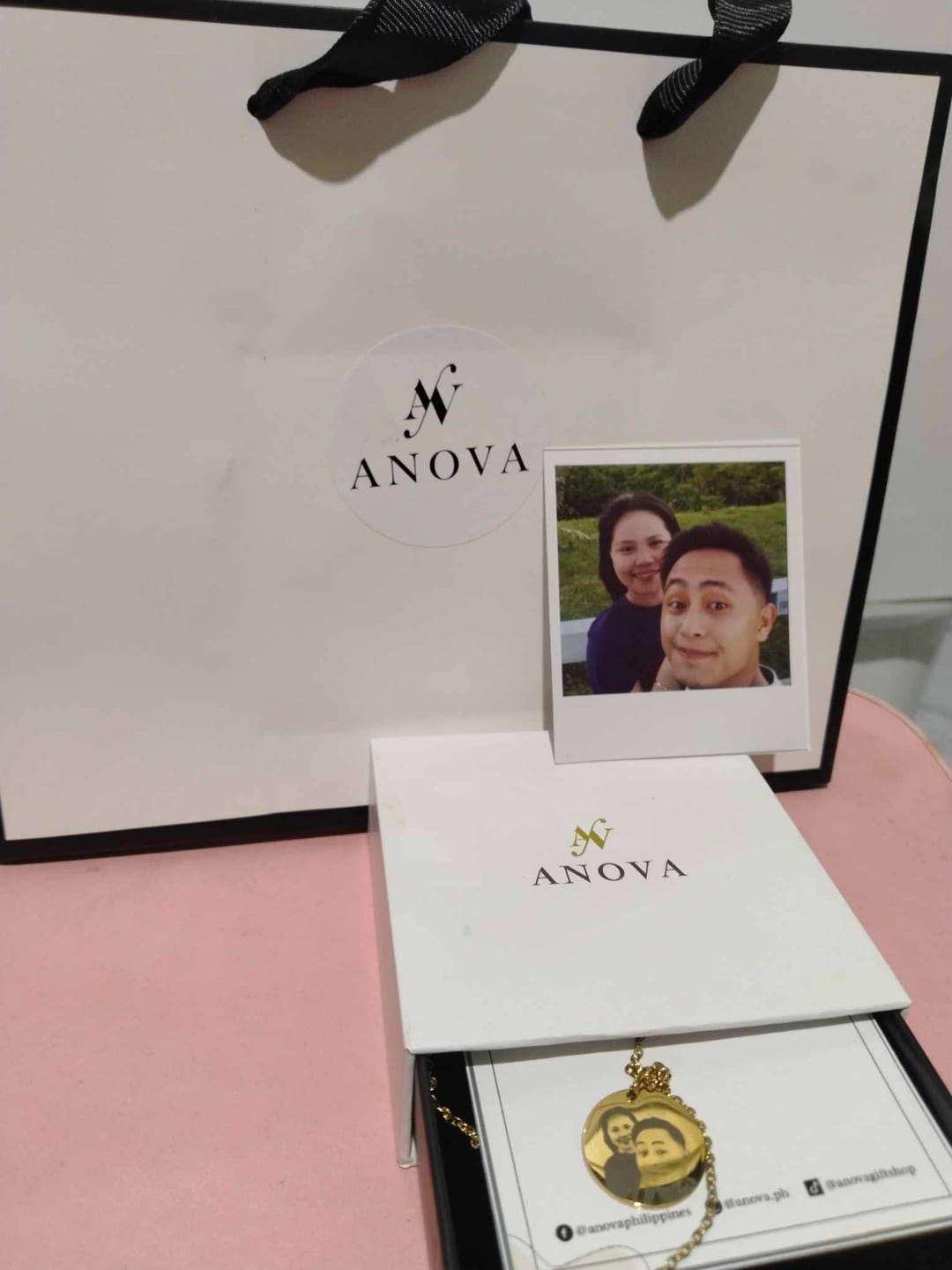 Customer photo review of Photo Engraved Portrait Necklace Gift