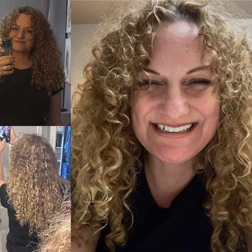 Customer photo review of Curly Ash Blonde