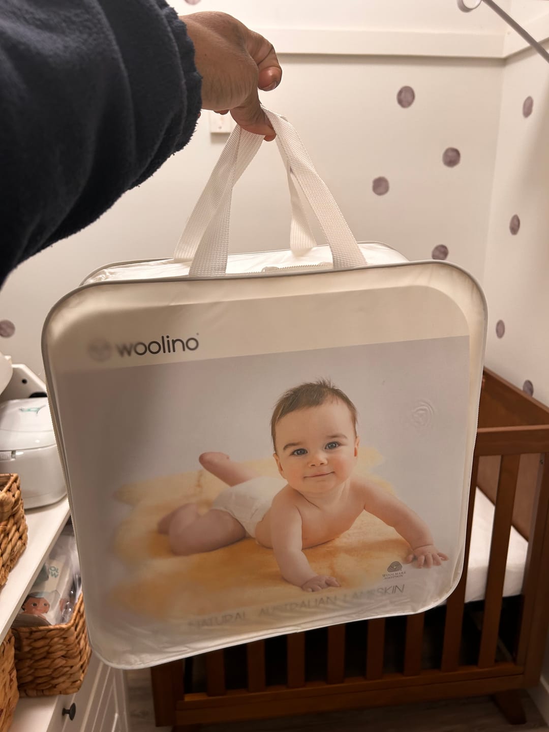 Customer photo review of Sheepskin Rug for Babies, 100% Natural, Shorn Lambskin Wool, 2 x 3 Feet, Ivory