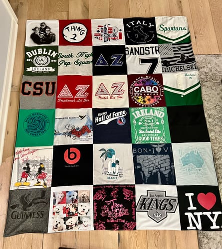 T-shirt quilt featuring michigan state university spartans by Linda from CA