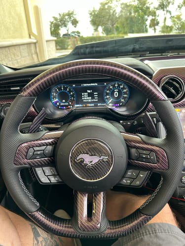 Customer photo review of 2015-2023 REAL purple reflective CARBON FIBER STEERING WHEEL PADDLE SHIFTER REPLACMENT FOR FORD MUSTANG S550