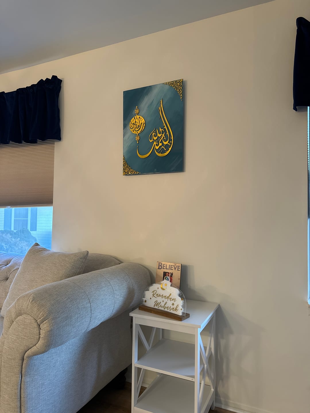 Customer photo review of Surah Al Fatiha Verse One Tempered Glass Islamic Wall Art Decor