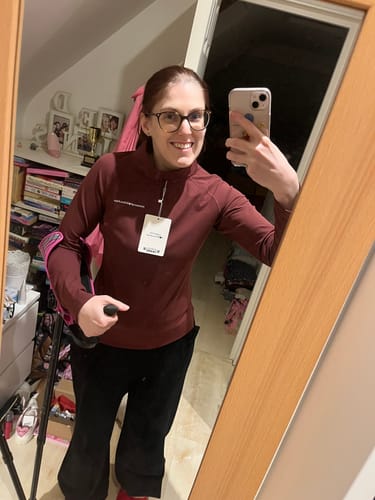 Customer photo review of Walkies Ready - 1/4 Zip Base Layer - Mulberry