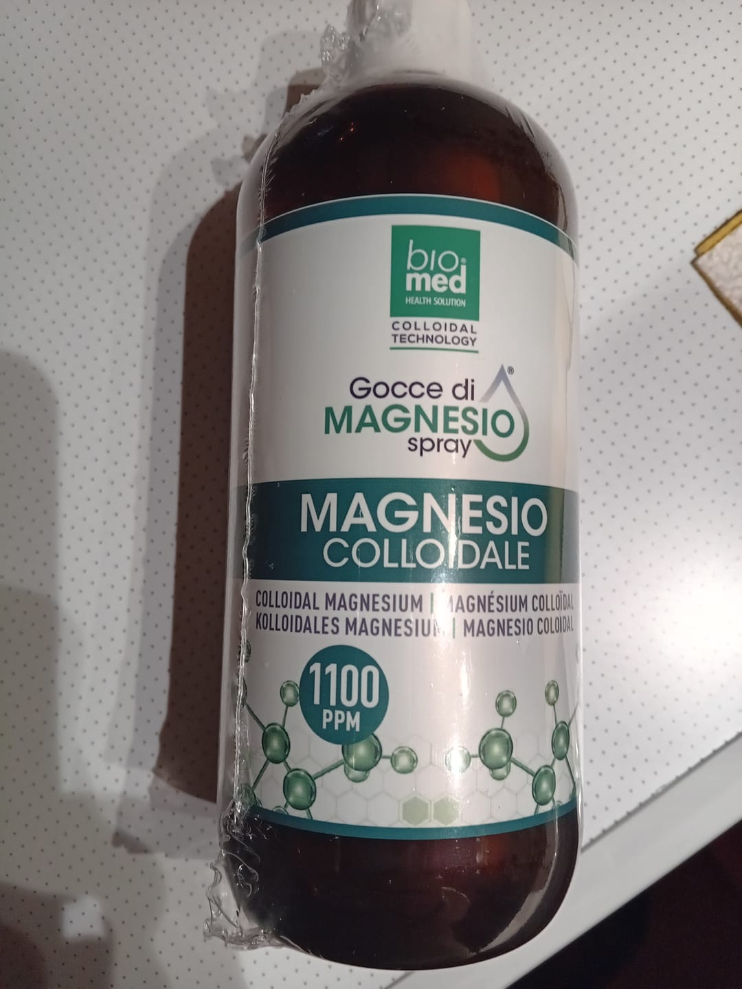 Customer photo review of GOCCE DI MAGNESIO COLLOIDALE SPRAY SUBLINGUALE ATTIVO BIOMED - 500 ml. - 1100 ppm
