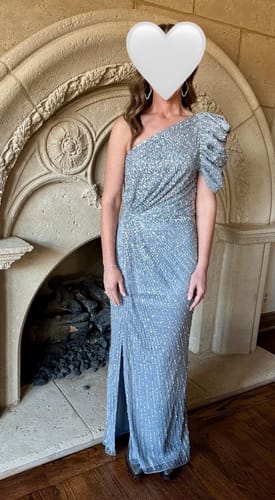 Customer photo review of Embellished Puff One Shoulder Gown