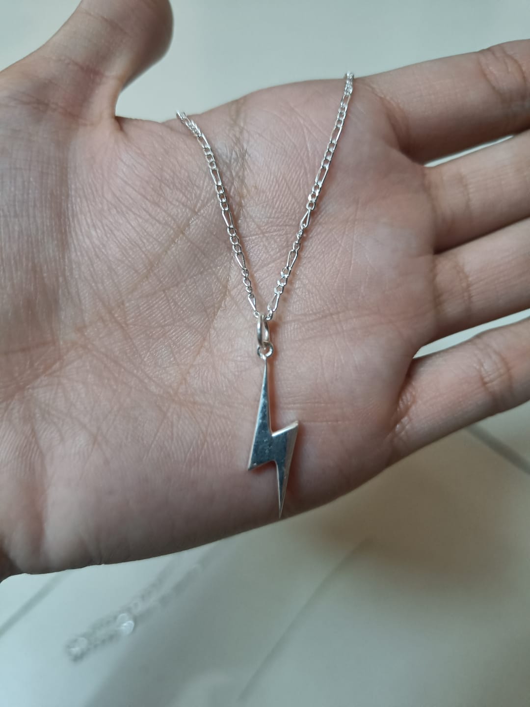 Customer photo review of Lightning Bolt Sterling Silver Necklace For Him