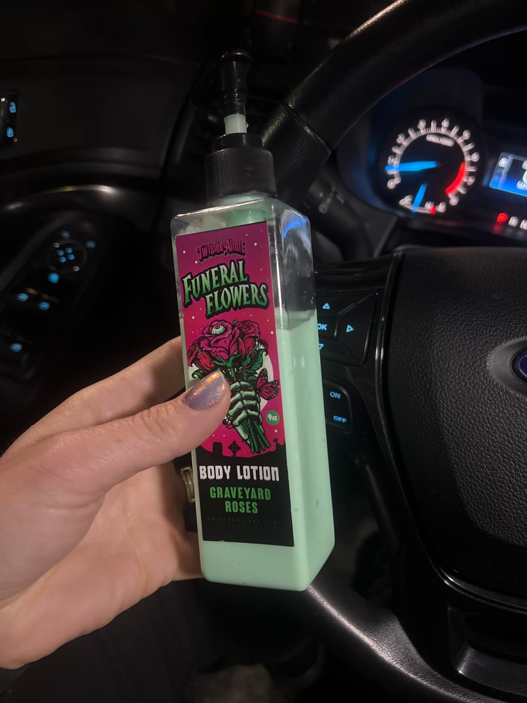 Customer photo review of Funeral Flowers body lotion (Graveyard Roses)