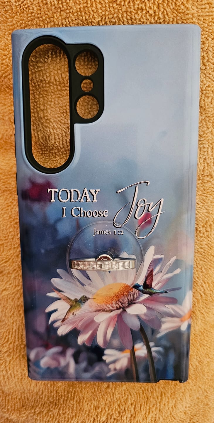 Customer photo review of Today I Choose Joy James 1:2, Hummingbird With Daisies, Phone Case
