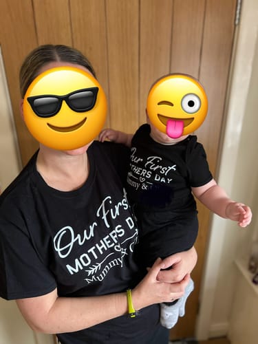 Customer photo review of Mum and Baby First Mothers Day Personalised Matching Tops