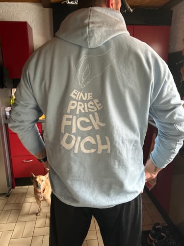 Customer photo review of EINE PRISE Rückendruck Unisex Hoodie