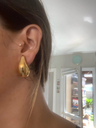 Customer photo review of Lauren Drop Studs-Gold