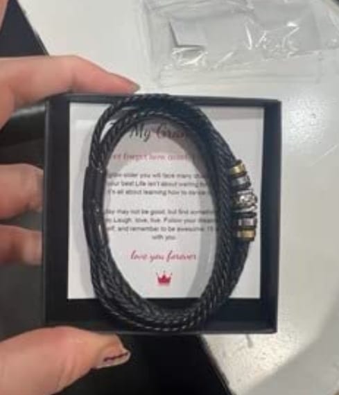 Customer photo review of To My Son/To My Grandson "Love You Forever" | Braided Leather Bracelet