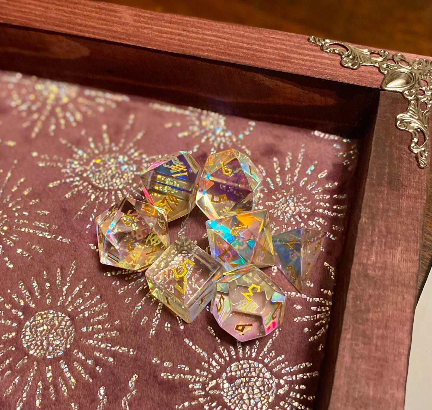 Customer photo review of Elder Runes Prism Glass Dice Set