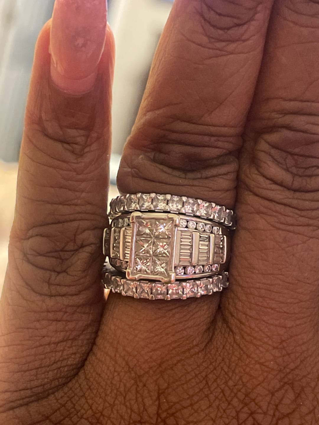 Customer photo review of Louily Elegant Half Radiant Cut Women's Wedding Band