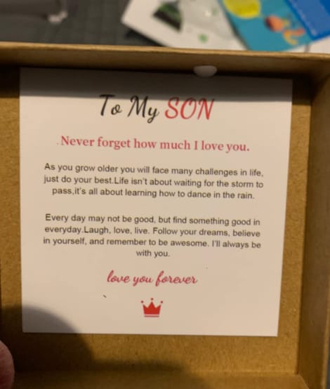 Customer photo review of To My Son/To My Grandson "Love You Forever" | Braided Leather Bracelet