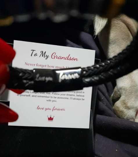 Customer photo review of To My Son/To My Grandson "Love You Forever" | Braided Leather Bracelet