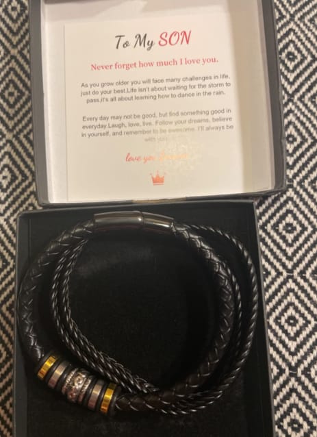 Customer photo review of To My Son/To My Grandson "Love You Forever" | Braided Leather Bracelet