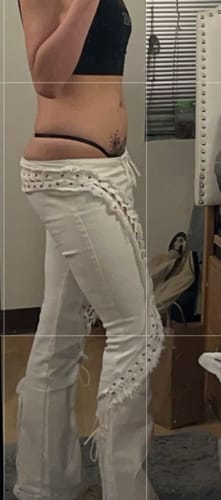 Customer photo review of LOW RISERS (WHITE DENIM)