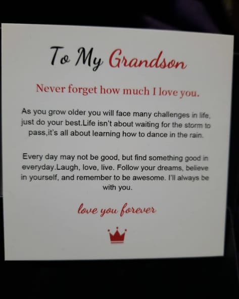 Customer photo review of To My Son/To My Grandson "Love You Forever" | Braided Leather Bracelet