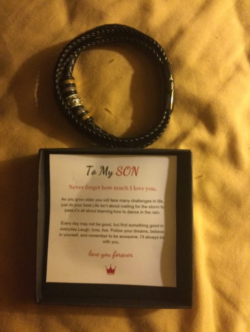Customer photo review of To My Son/To My Grandson "Love You Forever" | Braided Leather Bracelet