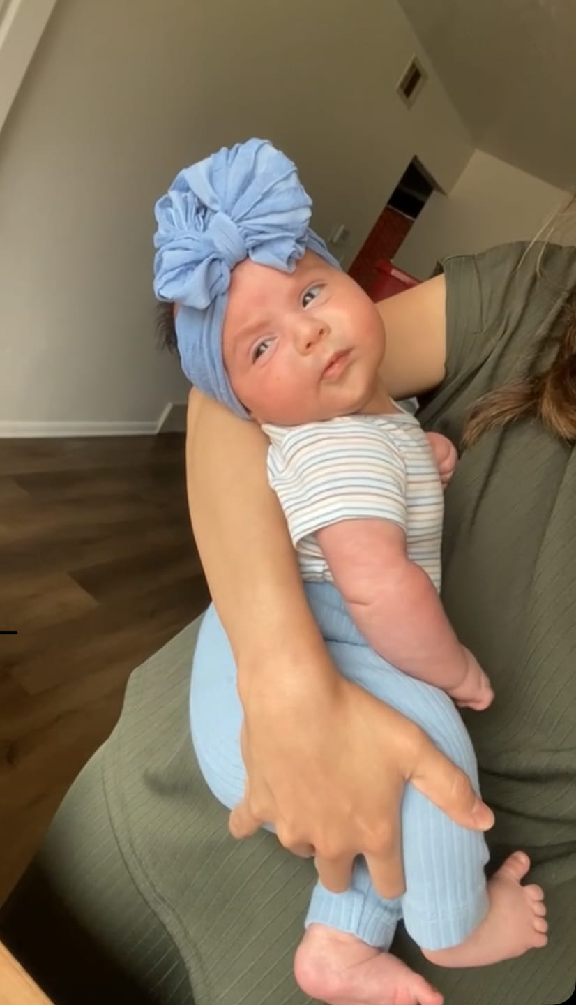 Customer photo review of Ruffled Headband- Denim