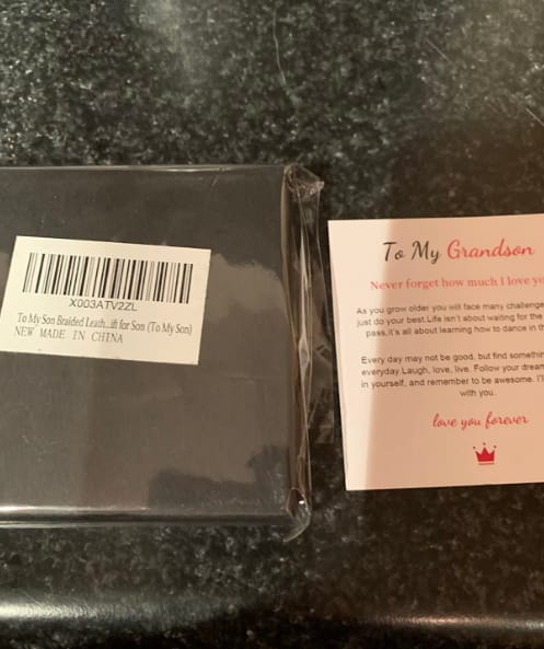 Customer photo review of To My Son/To My Grandson "Love You Forever" | Braided Leather Bracelet