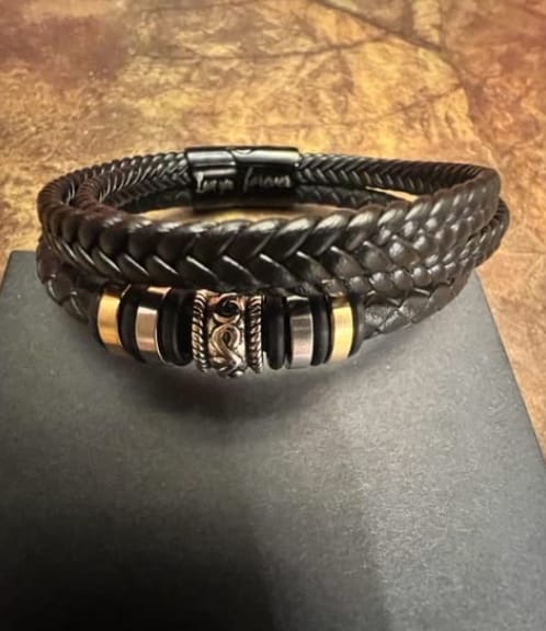 Customer photo review of To My Son/To My Grandson "Love You Forever" | Braided Leather Bracelet