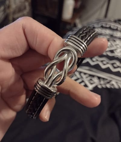 Customer photo review of To My Son/Grandson "Forever Linked Together" | Braided Leather Bracelet