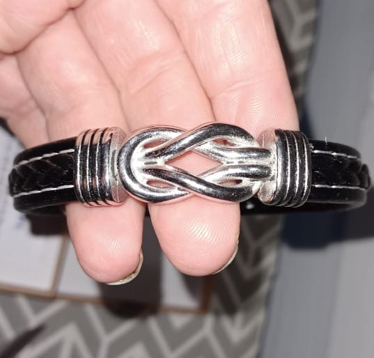 Customer photo review of To My Son/Grandson "Forever Linked Together" | Braided Leather Bracelet