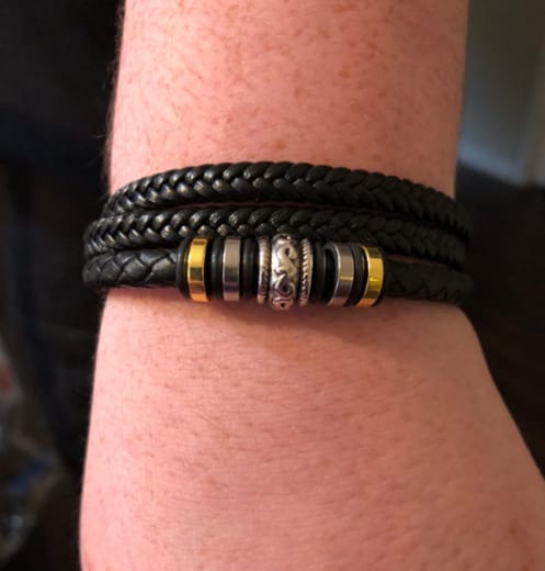 Customer photo review of To My Son/To My Grandson "Love You Forever" | Braided Leather Bracelet