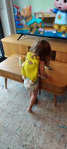 Customer photo review of Fluffy The Duckling Toddler Backpack