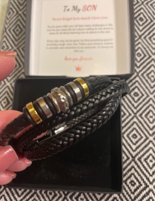 Customer photo review of To My Son/To My Grandson "Love You Forever" | Braided Leather Bracelet