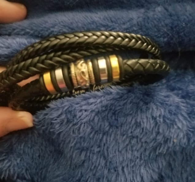 Customer photo review of To My Son/To My Grandson "Love You Forever" | Braided Leather Bracelet