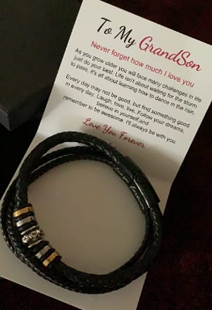Customer photo review of To My Son/To My Grandson "Love You Forever" | Braided Leather Bracelet