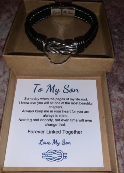 Customer photo review of To My Son/Grandson "Forever Linked Together" | Braided Leather Bracelet