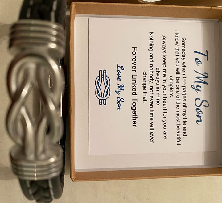 Customer photo review of To My Son/Grandson "Forever Linked Together" | Braided Leather Bracelet