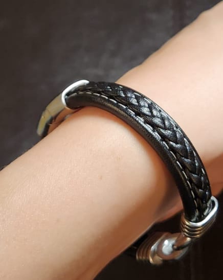 Customer photo review of To My Son/Grandson "Forever Linked Together" | Braided Leather Bracelet