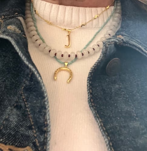 Customer photo review of Horse Shoe with Turquoise Tai Necklace