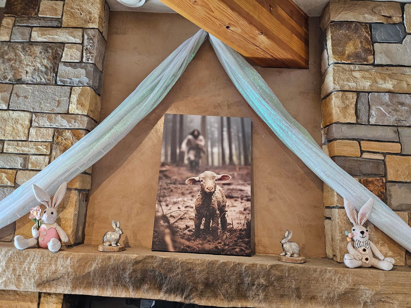 Customer photo review of Jesus Lamb of God, Jesus Running After Lamb, Wall Art Canvas