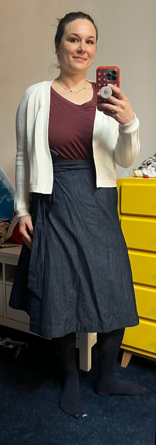 Customer photo review of NEW! Denim Wrap Skirt