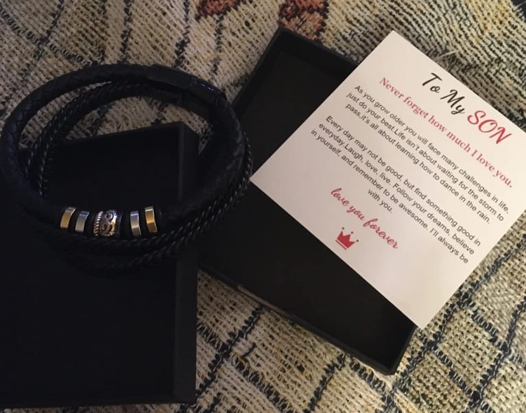 Customer photo review of To My Son/To My Grandson "Love You Forever" | Braided Leather Bracelet