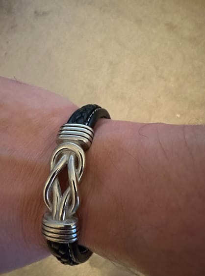 Customer photo review of To My Son/Grandson "Forever Linked Together" | Braided Leather Bracelet